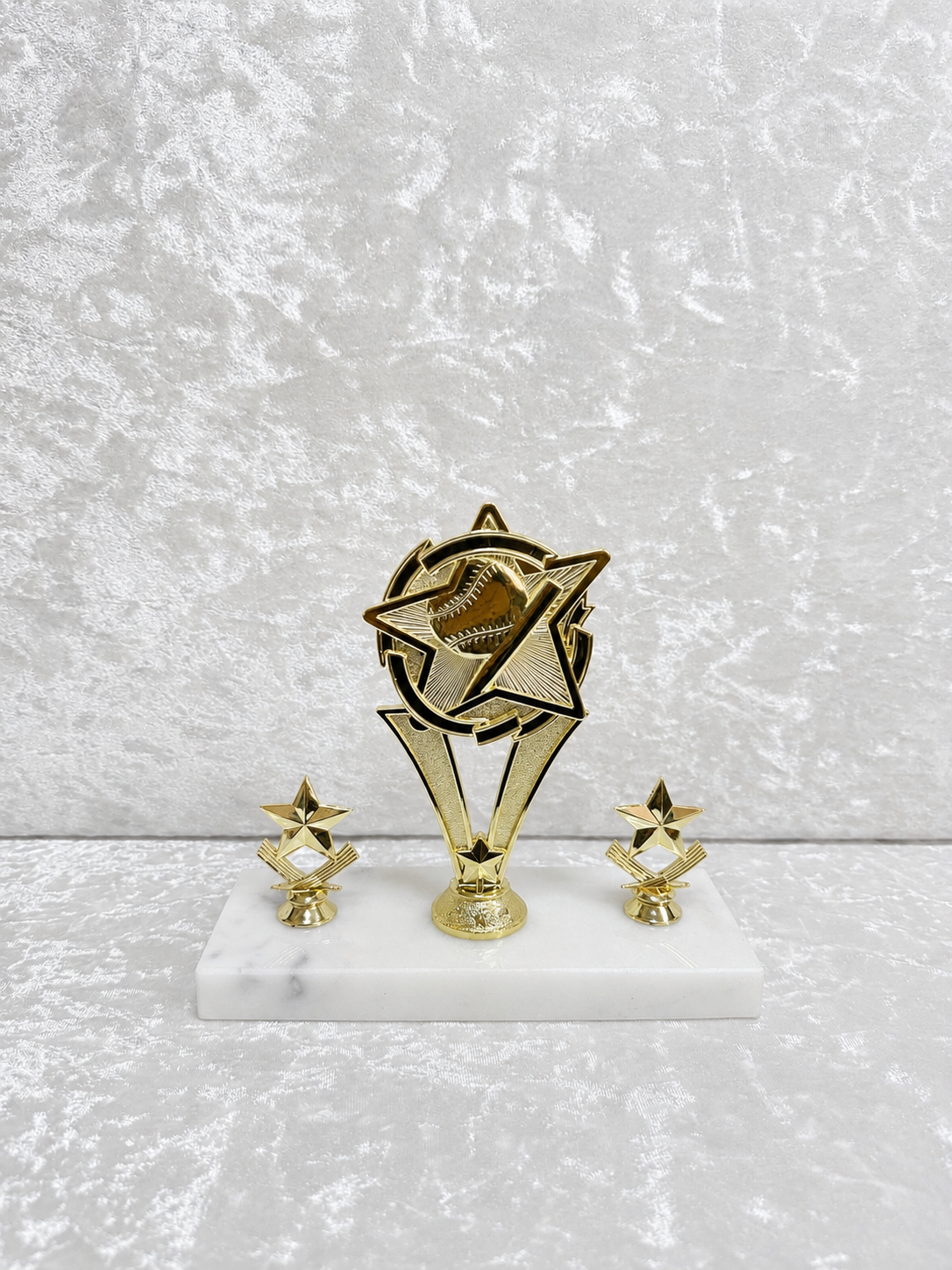 Trofeo Dorado de Béisbol con Doble Estrella y Base de Mármol