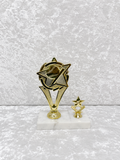 Trofeo Dorado de Béisbol con Estrella y Base de Mármol