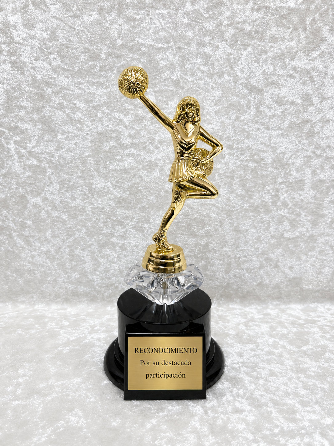 Trofeo de Cheerleading con Diamante y Placa Personalizada