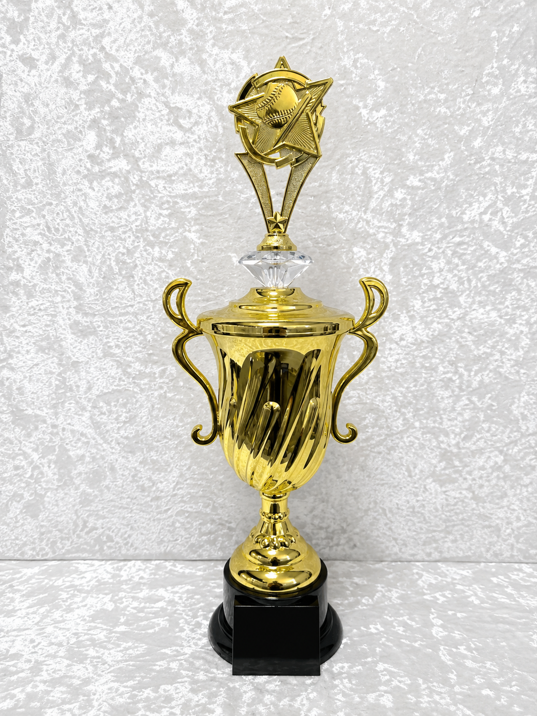 Trofeo Copa Premium Dorada de Béisbol con Diamante Personalizable