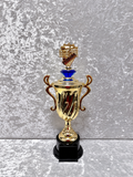 Trofeo Copa Dorada de Música con Piano y Micrófono Personalizable