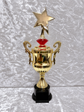 Trofeo Copa Dorada Premium con Estrella Grande, Diamante de Color y Placa Personalizable