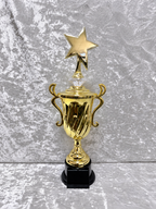 Trofeo Copa Dorada Premium con Estrella, Diamante de Color y Placa Personalizable