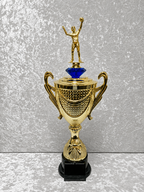 Trofeo Copa Dorada Premium de Voleibol Femenino con Jugadora, Diamante de Color y Placa Personalizable