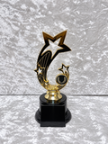 Trofeo de Estrellas Dorado y Negro con Base Negra y Placa Personalizable