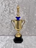 Trofeo Copa Dorada Premium de Fútbol con Jugador, Diamante de Color y Placa Personalizable