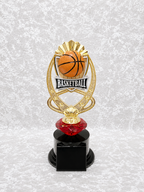 Trofeo de Baloncesto con Bola 3D, Estrellas Doradas y Base Negra