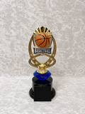 Trofeo de Baloncesto con Bola 3D, Estrellas Doradas y Base Negra