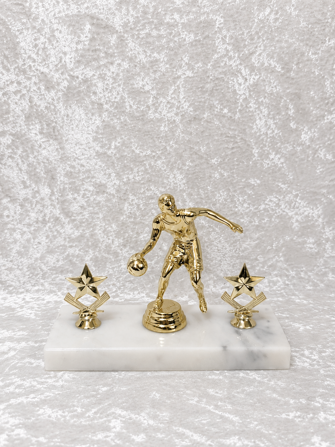 Trofeo de Jugador de Baloncesto Driblando con Estrellas y Base de Mármol