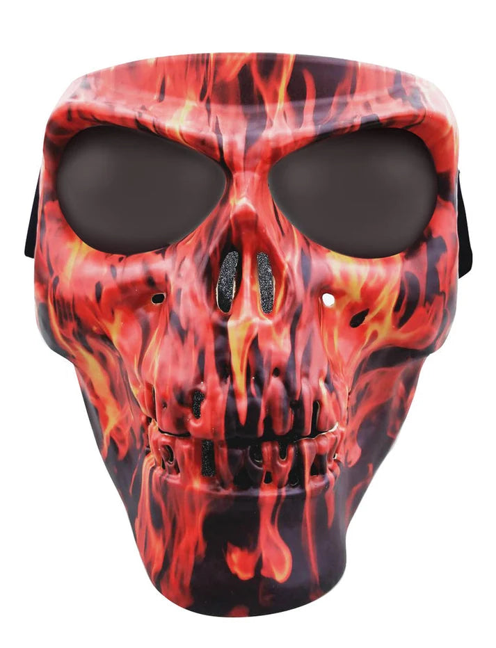 Máscara de Rostro Completo Flame Skull con Lentes Ahumad