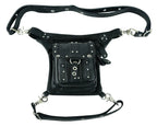 Bolso de Muslo de Cuero para Motociclista – Negro con Ajuste en Cintura
