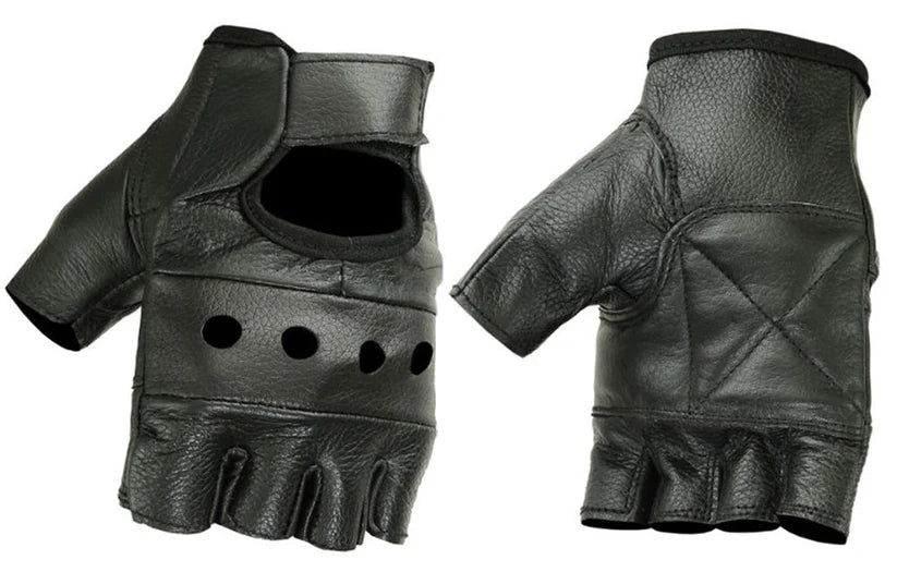 Guantes de Cuero sin Dedos Road Reaper para Hombre – Palma Acolchada