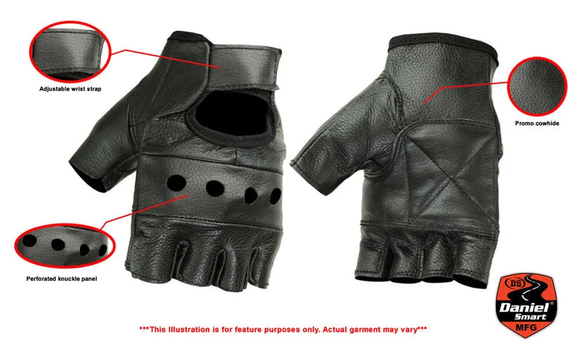Guantes de Cuero sin Dedos Road Reaper para Hombre – Palma Acolchada