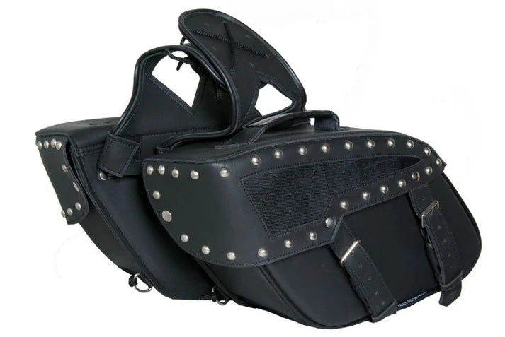 Alforja para Motocicleta – Negra con Tachuelas y Sistema Desmontable