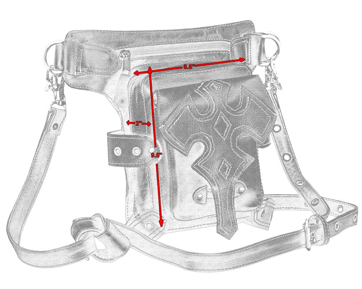 Bolso de Muslo de Cuero para Motociclista – Negro con Correas Ajustables