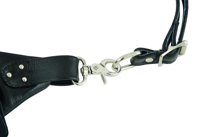 Bolso de Muslo de Cuero para Motociclista – Negro con Ajuste en Cintura