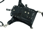 Bolso de Muslo de Cuero para Motociclista – Negro con Ajuste en Cintura