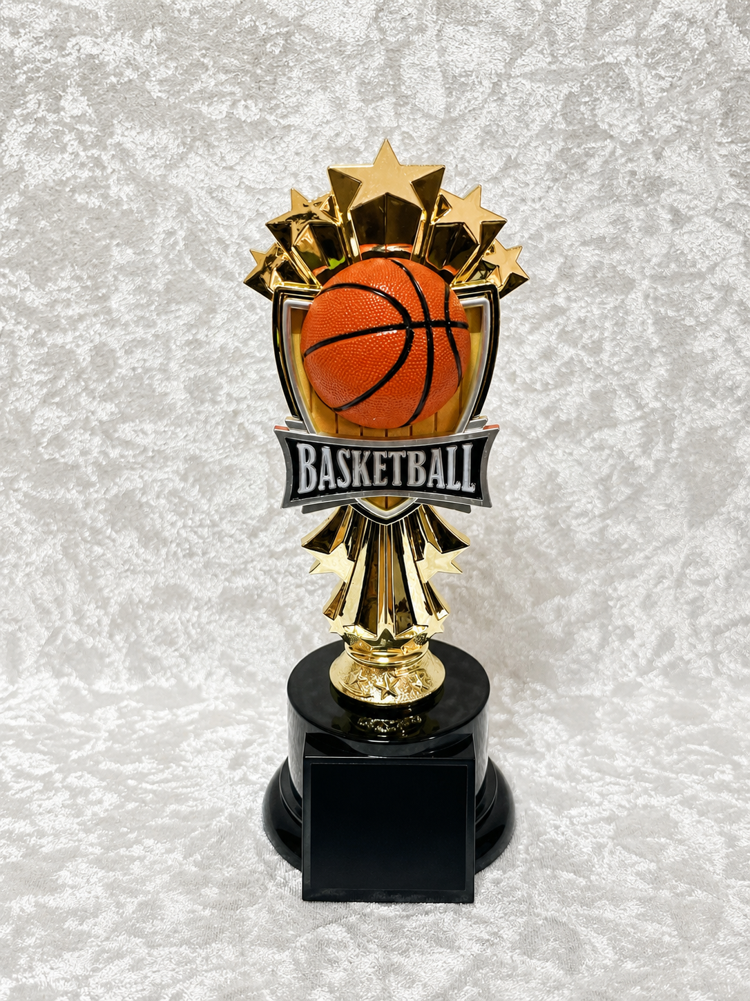 Trofeo de Baloncesto con Bola, Estrellas y Base Negra